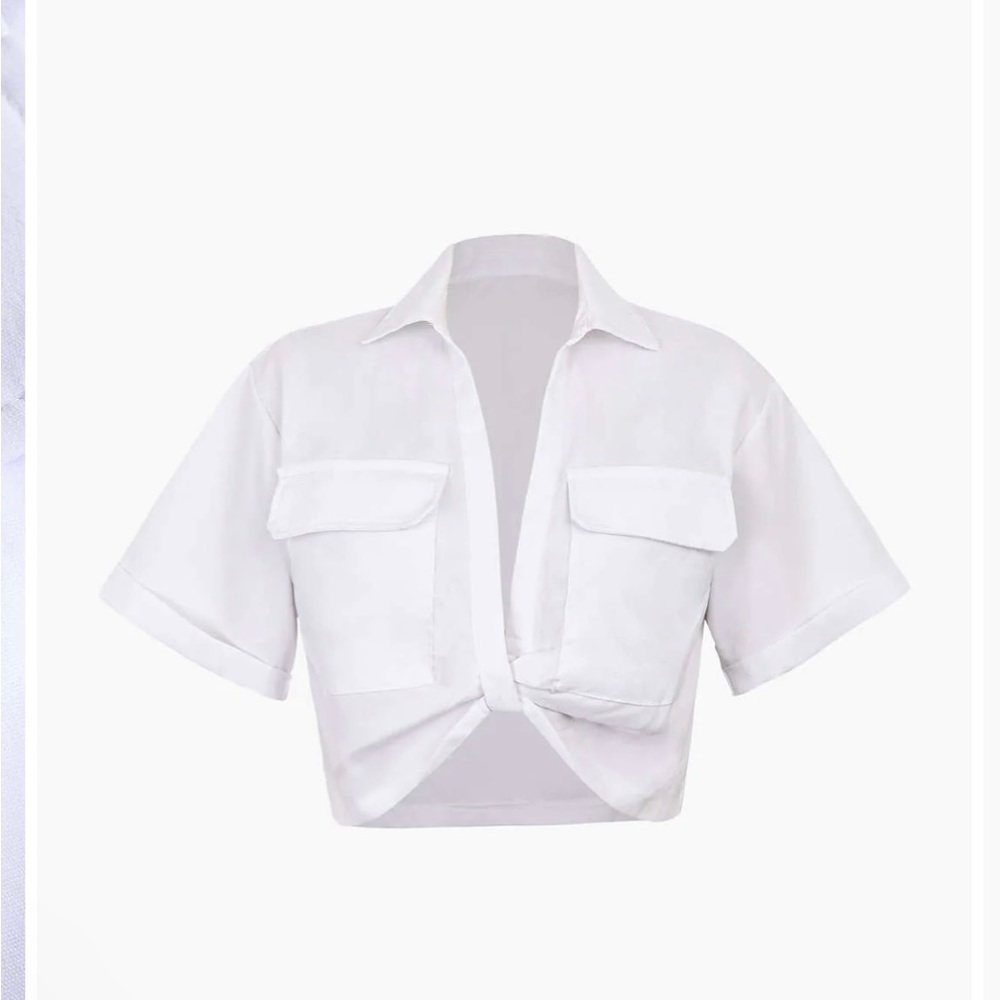 Micas flap pocket twist hem shirt